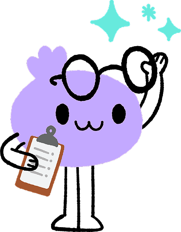 Dewy mascot holding a clipboard